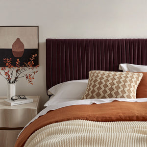 Modway Furniture Eloise Ruched Performance Velvet Queen Headboard with Art Deco Foam Padded Panel Mulberry MOD-7278-MUL