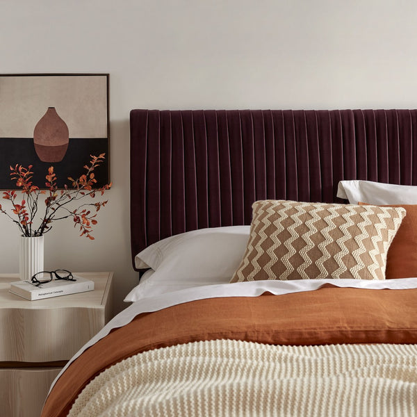 Modway Furniture Eloise Ruched Performance Velvet Queen Headboard with Art Deco Foam Padded Panel Mulberry MOD-7278-MUL