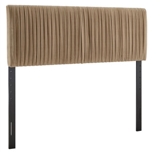Modway Furniture Eloise Ruched Performance Velvet Queen Headboard with Art Deco Foam Padded Panel Taupe MOD-7278-TAU