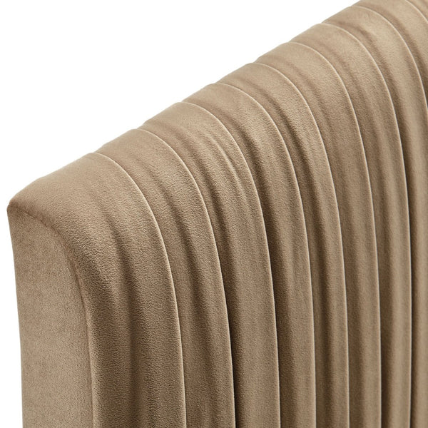 Modway Furniture Eloise Ruched Performance Velvet Queen Headboard with Art Deco Foam Padded Panel Taupe MOD-7278-TAU