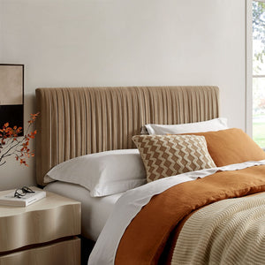 Modway Furniture Eloise Ruched Performance Velvet Queen Headboard with Art Deco Foam Padded Panel Taupe MOD-7278-TAU