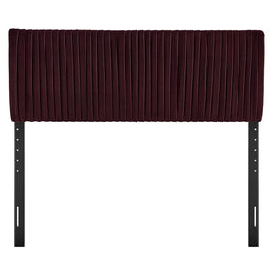 Modway Furniture Eloise Velvet King Headboard with Art Deco Ruching Stain Resistant Upholstered Design Mulberry MOD-7279-MUL