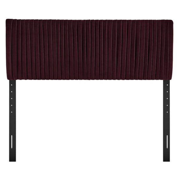 Modway Furniture Eloise Velvet King Headboard with Art Deco Ruching Stain Resistant Upholstered Design Mulberry MOD-7279-MUL