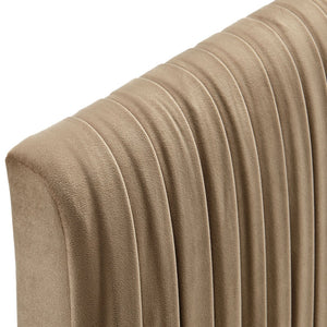 Modway Furniture Eloise Velvet King Headboard with Art Deco Ruching Stain Resistant Upholstered Design Taupe MOD-7279-TAU