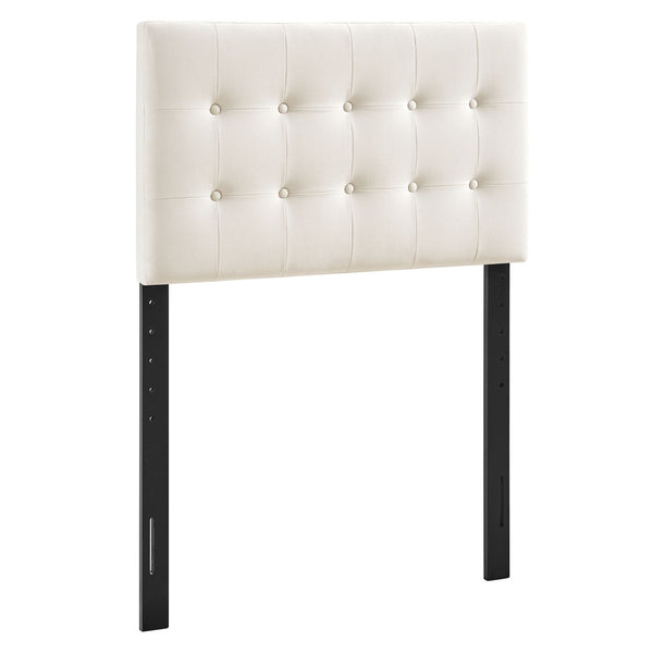 Modway Furniture Emily Button Tufted Velvet Twin Headboard for Minimalist and Transitional Bedrooms Alabaster MOD-7280-ALA