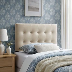 Modway Furniture Emily Button Tufted Velvet Twin Headboard for Minimalist and Transitional Bedrooms Alabaster MOD-7280-ALA
