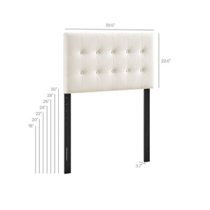 Modway Furniture Emily Button Tufted Velvet Twin Headboard for Minimalist and Transitional Bedrooms Alabaster MOD-7280-ALA
