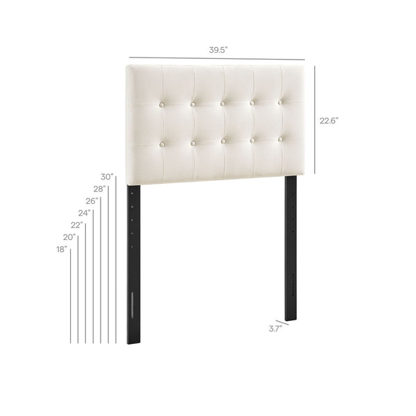 Modway Furniture Emily Button Tufted Velvet Twin Headboard for Minimalist and Transitional Bedrooms Alabaster MOD-7280-ALA