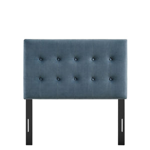 Modway Furniture Emily Button Tufted Velvet Twin Headboard for Minimalist and Transitional Bedrooms Cadet Blue MOD-7280-CAB