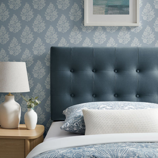 Modway Furniture Emily Button Tufted Velvet Twin Headboard for Minimalist and Transitional Bedrooms Cadet Blue MOD-7280-CAB