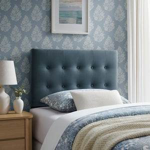 Modway Furniture Emily Button Tufted Velvet Twin Headboard for Minimalist and Transitional Bedrooms Cadet Blue MOD-7280-CAB