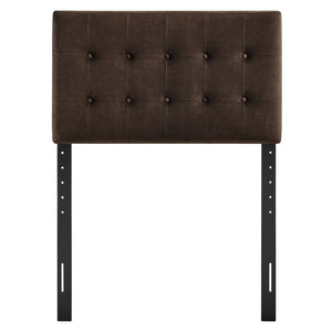 Modway Furniture Emily Button Tufted Velvet Twin Headboard for Minimalist and Transitional Bedrooms Chocolate Brown MOD-7280-CHB