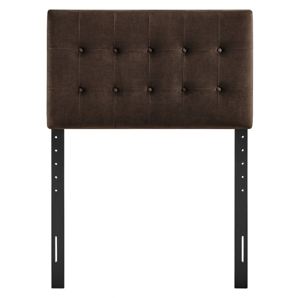 Modway Furniture Emily Button Tufted Velvet Twin Headboard for Minimalist and Transitional Bedrooms Chocolate Brown MOD-7280-CHB