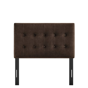 Modway Furniture Emily Button Tufted Velvet Twin Headboard for Minimalist and Transitional Bedrooms Chocolate Brown MOD-7280-CHB