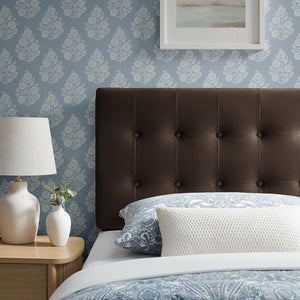 Modway Furniture Emily Button Tufted Velvet Twin Headboard for Minimalist and Transitional Bedrooms Chocolate Brown MOD-7280-CHB