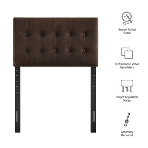 Modway Furniture Emily Button Tufted Velvet Twin Headboard for Minimalist and Transitional Bedrooms Chocolate Brown MOD-7280-CHB