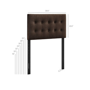 Modway Furniture Emily Button Tufted Velvet Twin Headboard for Minimalist and Transitional Bedrooms Chocolate Brown MOD-7280-CHB