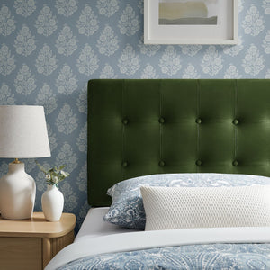 Modway Furniture Emily Button Tufted Velvet Twin Headboard for Minimalist and Transitional Bedrooms Moss Green MOD-7280-MOG
