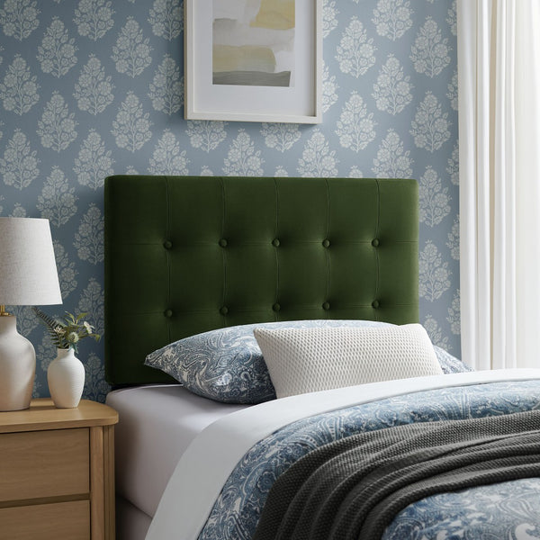 Modway Furniture Emily Button Tufted Velvet Twin Headboard for Minimalist and Transitional Bedrooms Moss Green MOD-7280-MOG