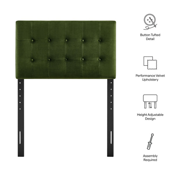 Modway Furniture Emily Button Tufted Velvet Twin Headboard for Minimalist and Transitional Bedrooms Moss Green MOD-7280-MOG