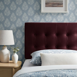 Modway Furniture Emily Button Tufted Velvet Twin Headboard for Minimalist and Transitional Bedrooms Mulberry MOD-7280-MUL