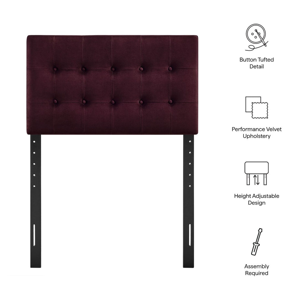 Modway Furniture Emily Button Tufted Velvet Twin Headboard for Minimalist and Transitional Bedrooms Mulberry MOD-7280-MUL