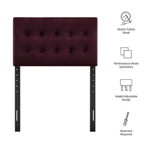 Modway Furniture Emily Button Tufted Velvet Twin Headboard for Minimalist and Transitional Bedrooms Mulberry MOD-7280-MUL