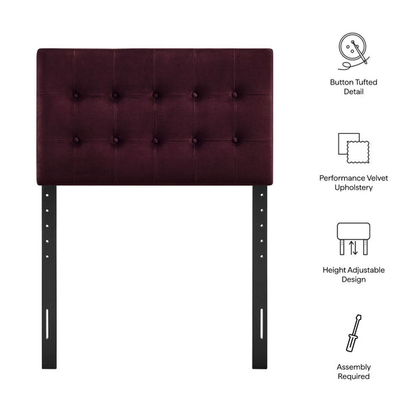 Modway Furniture Emily Button Tufted Velvet Twin Headboard for Minimalist and Transitional Bedrooms Mulberry MOD-7280-MUL