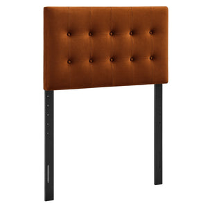 Modway Furniture Emily Button Tufted Velvet Twin Headboard for Minimalist and Transitional Bedrooms Rust MOD-7280-RUS