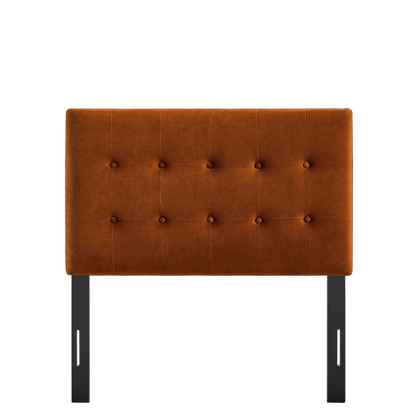 Modway Furniture Emily Button Tufted Velvet Twin Headboard for Minimalist and Transitional Bedrooms Rust MOD-7280-RUS