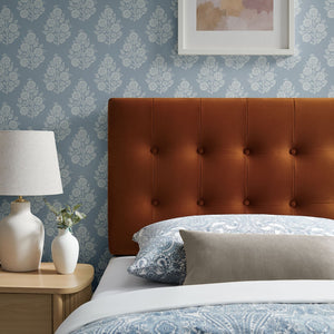 Modway Furniture Emily Button Tufted Velvet Twin Headboard for Minimalist and Transitional Bedrooms Rust MOD-7280-RUS