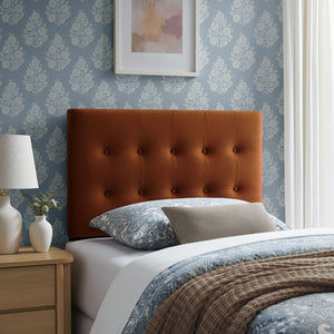 Modway Furniture Emily Button Tufted Velvet Twin Headboard for Minimalist and Transitional Bedrooms Rust MOD-7280-RUS