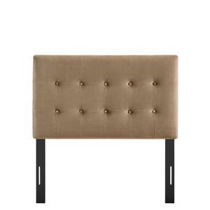 Modway Furniture Emily Button Tufted Velvet Twin Headboard for Minimalist and Transitional Bedrooms Taupe MOD-7280-TAU