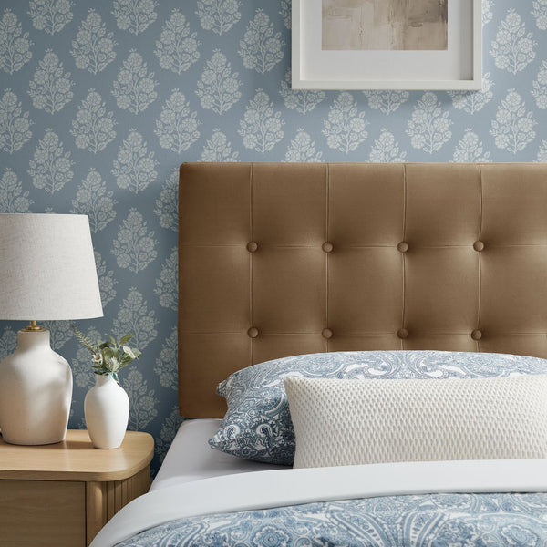 Modway Furniture Emily Button Tufted Velvet Twin Headboard for Minimalist and Transitional Bedrooms Taupe MOD-7280-TAU