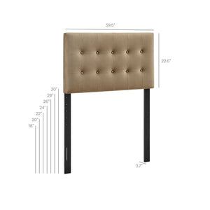 Modway Furniture Emily Button Tufted Velvet Twin Headboard for Minimalist and Transitional Bedrooms Taupe MOD-7280-TAU