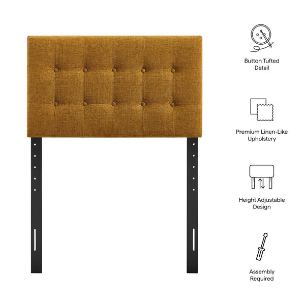 Modway Furniture Emily Button Tufted Upholstered Headboard for Twin Beds with Adjustable Height Mounting Copper MOD-7281-COP