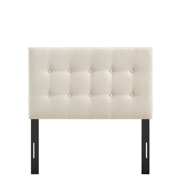 Modway Furniture Emily Button Tufted Upholstered Headboard for Twin Beds with Adjustable Height Mounting Ecru MOD-7281-ECR