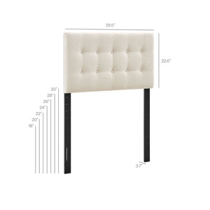 Modway Furniture Emily Button Tufted Upholstered Headboard for Twin Beds with Adjustable Height Mounting Ecru MOD-7281-ECR