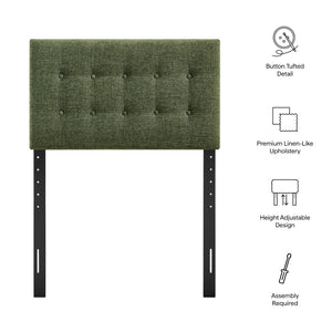 Modway Furniture Emily Button Tufted Upholstered Headboard for Twin Beds with Adjustable Height Mounting Foliage MOD-7281-FOL