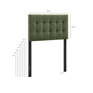 Modway Furniture Emily Button Tufted Upholstered Headboard for Twin Beds with Adjustable Height Mounting Foliage MOD-7281-FOL