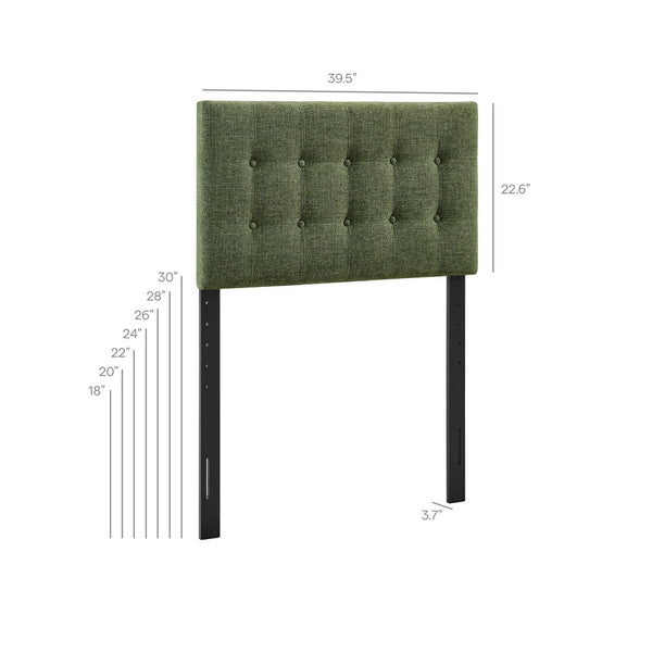 Modway Furniture Emily Button Tufted Upholstered Headboard for Twin Beds with Adjustable Height Mounting Foliage MOD-7281-FOL