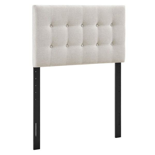 Modway Furniture Emily Button Tufted Upholstered Headboard for Twin Beds with Adjustable Height Mounting Linen MOD-7281-LIN