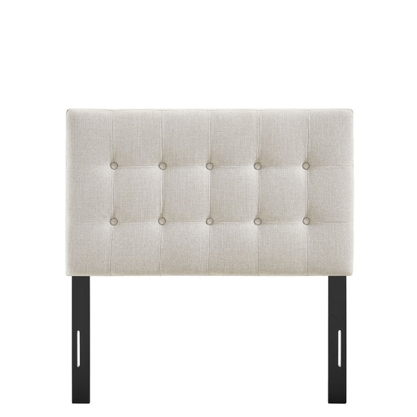Modway Furniture Emily Button Tufted Upholstered Headboard for Twin Beds with Adjustable Height Mounting Linen MOD-7281-LIN