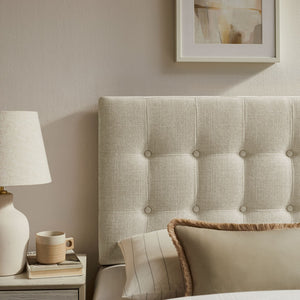 Modway Furniture Emily Button Tufted Upholstered Headboard for Twin Beds with Adjustable Height Mounting Linen MOD-7281-LIN