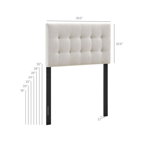 Modway Furniture Emily Button Tufted Upholstered Headboard for Twin Beds with Adjustable Height Mounting Linen MOD-7281-LIN