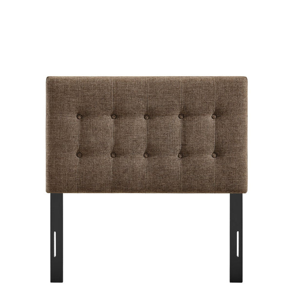 Modway Furniture Emily Button Tufted Upholstered Headboard for Twin Beds with Adjustable Height Mounting Mocha MOD-7281-MOC