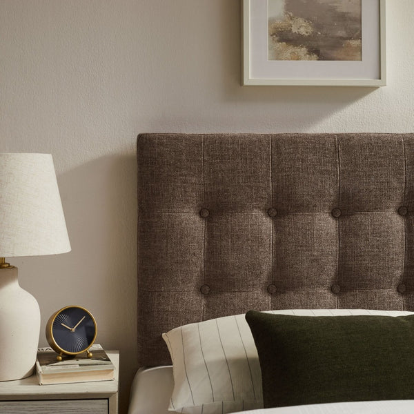 Modway Furniture Emily Button Tufted Upholstered Headboard for Twin Beds with Adjustable Height Mounting Mocha MOD-7281-MOC