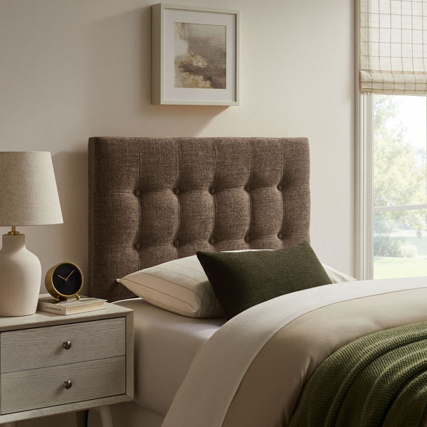 Modway Furniture Emily Button Tufted Upholstered Headboard for Twin Beds with Adjustable Height Mounting Mocha MOD-7281-MOC