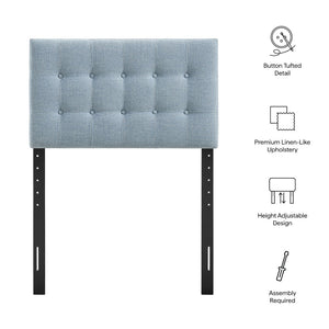 Modway Furniture Emily Button Tufted Upholstered Headboard for Twin Beds with Adjustable Height Mounting Sky Blue MOD-7281-SKY