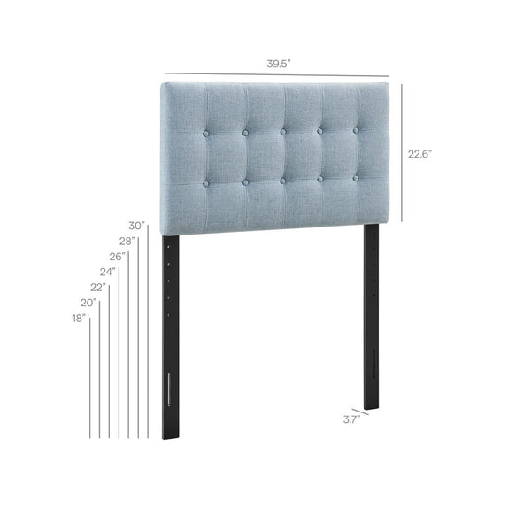 Modway Furniture Emily Button Tufted Upholstered Headboard for Twin Beds with Adjustable Height Mounting Sky Blue MOD-7281-SKY